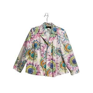 Vintage Harve Bernard Women's Spring Blooming Floral Jacket - Size 18W